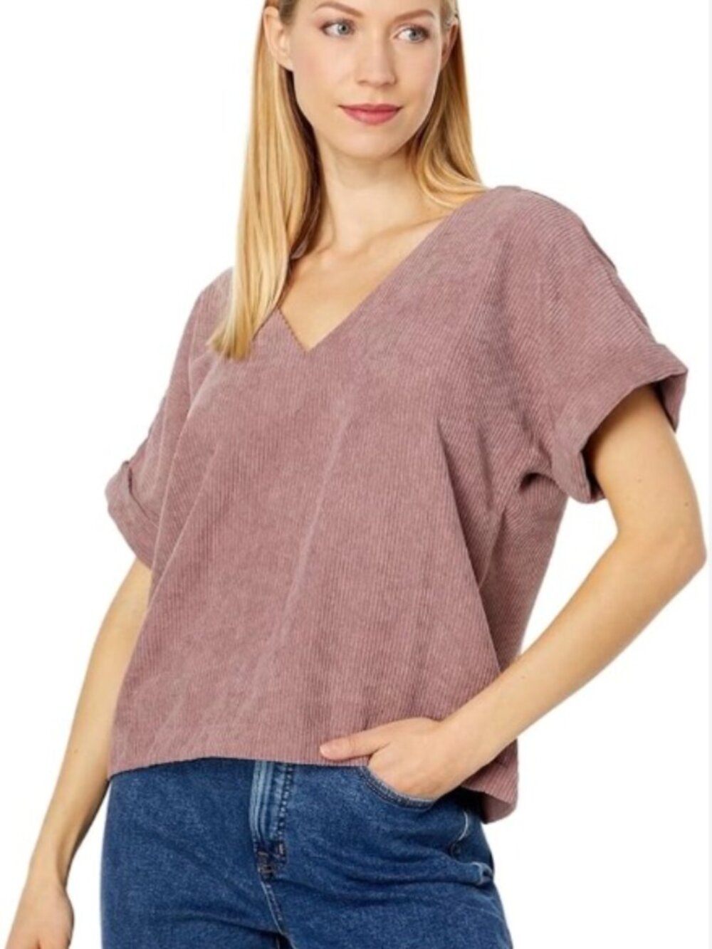 Madewell Collette Drapey Cord Top in Fig